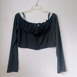 Princess Polly Zinnia Black Underwire Long Sleeve Crop Top 12